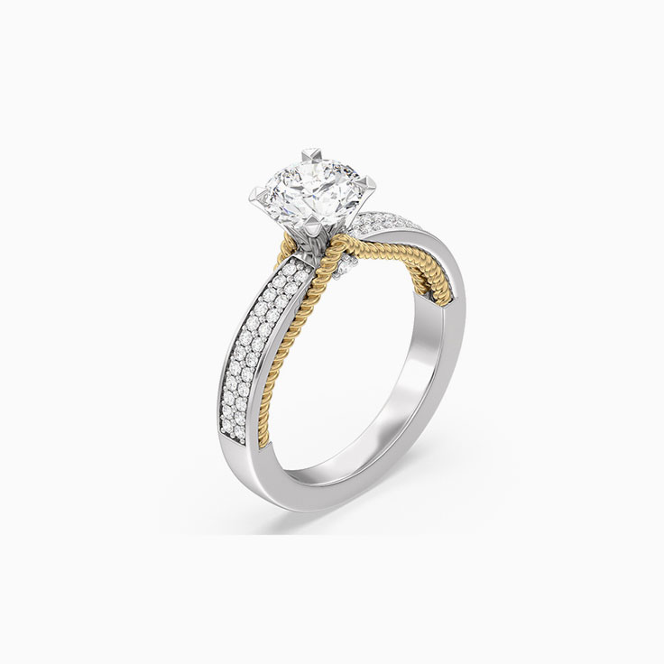 Lab Grown Round Diamond Engagement Ring With Twisted Pattern