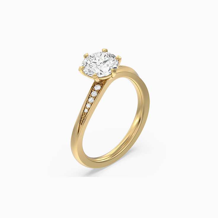 Curved Diamond Engagement Ring