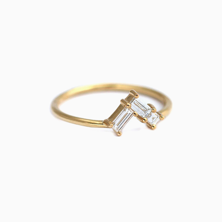 Baguette diamond nesting ring