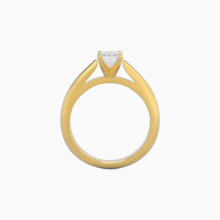 Emerald cut on a solid plain band