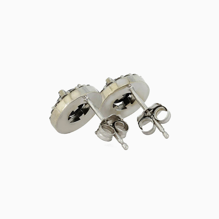Meteorite and diamonds studs