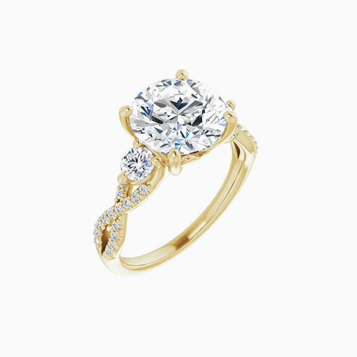 Twisted band solitaire engagement ring