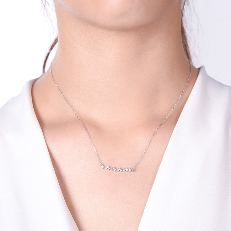 Baguette and Round Diamond Necklace