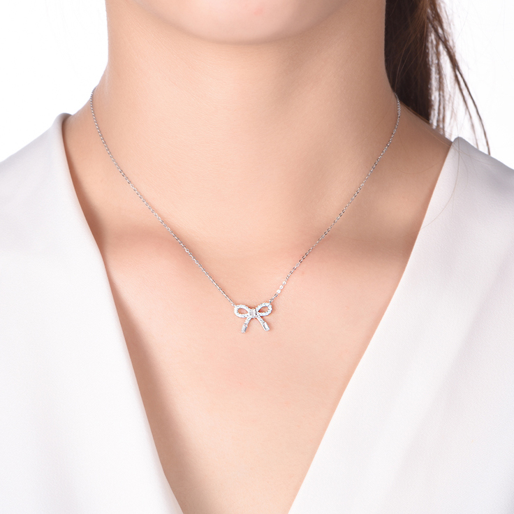 Diamond Bow Necklace