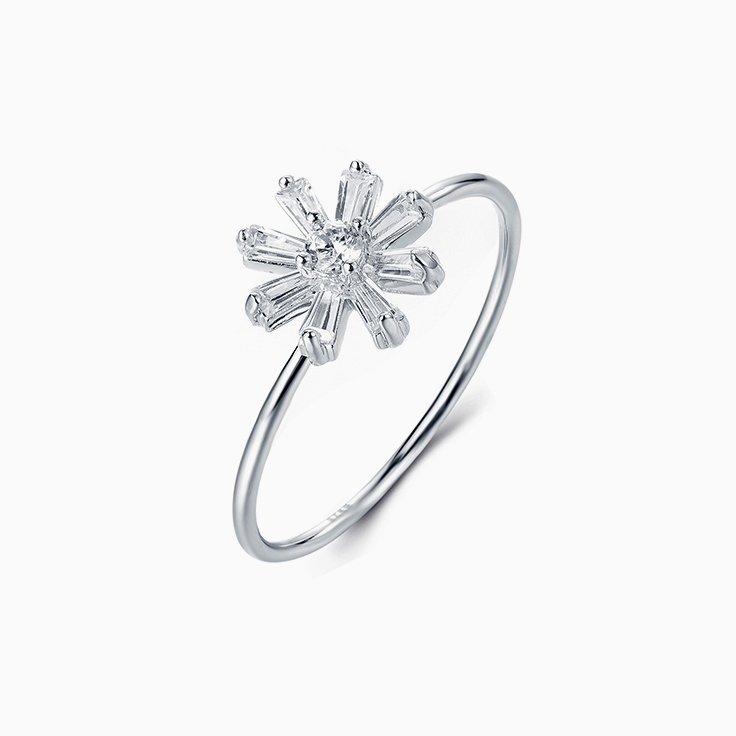 Baguette Flower Diamond Ring