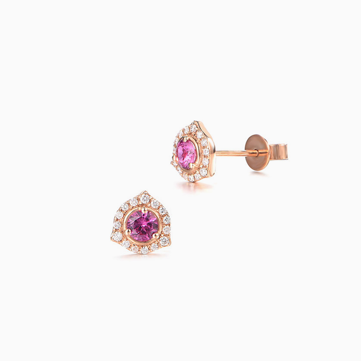 Rosegold Ruby Studs