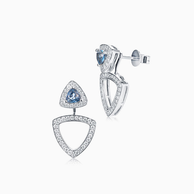Trillion cut London Blue Topaz Earrings