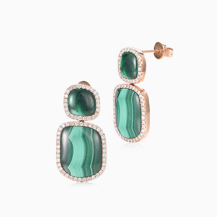 Malachite and Diamond Earrings