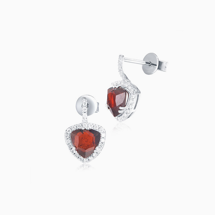 Red Garnet and Diamond Earrings