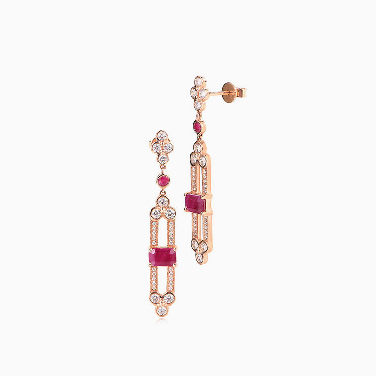 Rosegold Ruby Drop Earrings