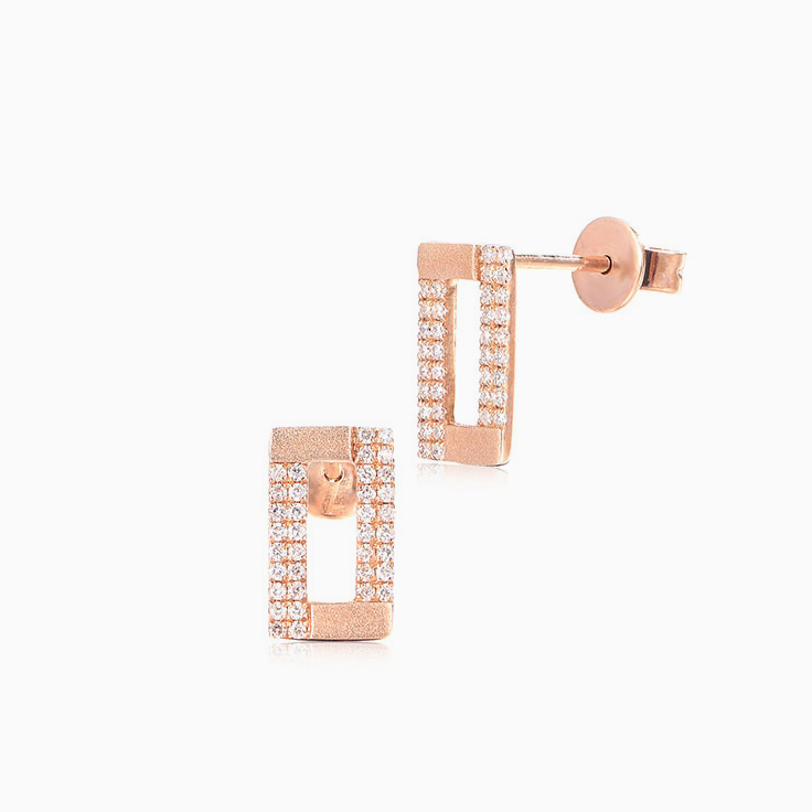 Rectangle Diamond Studs