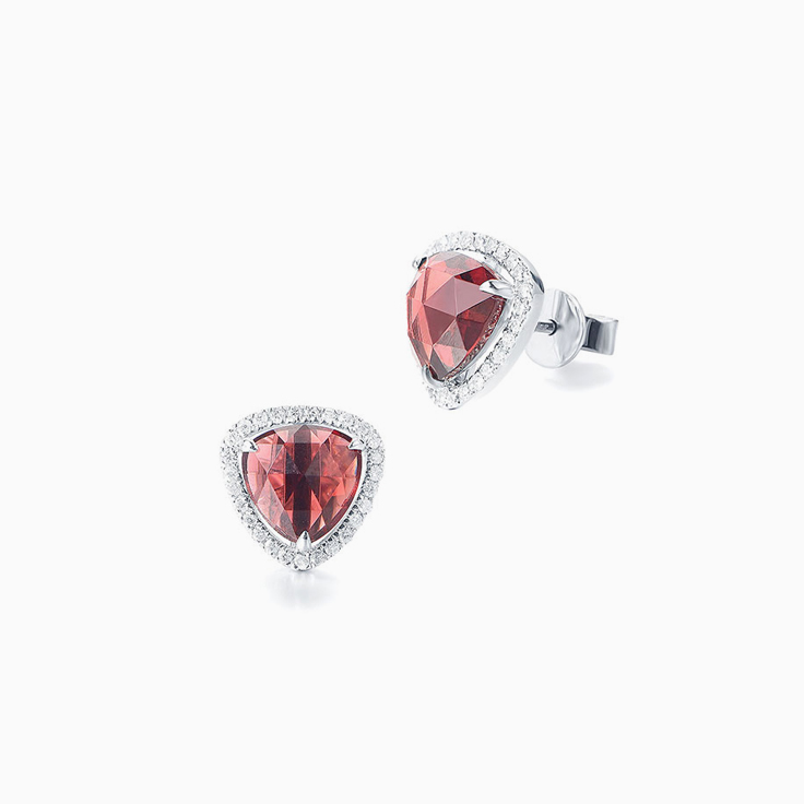 Garnet and Diamond Studs