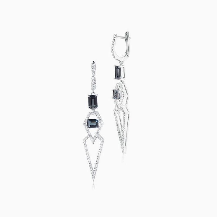 Emerald Cut London Blue topaz earrings