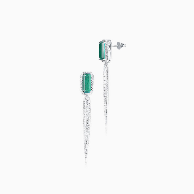 Emerald and Diamond Drop Earrings
