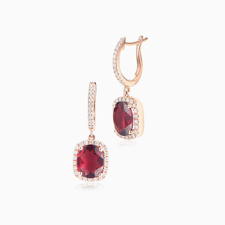 Rhodolite and Diamond Earrrings