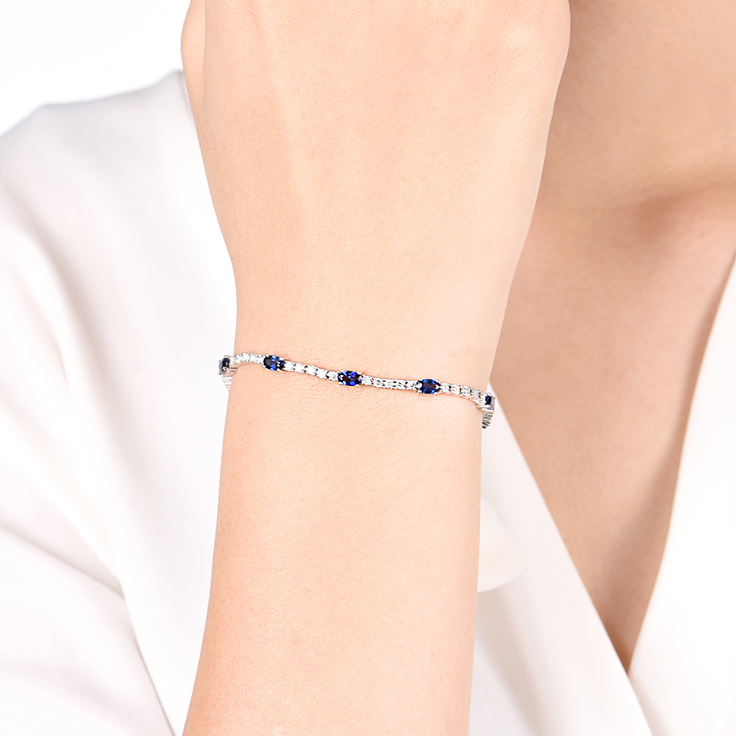 Blue Sapphire and Diamond Bracelet