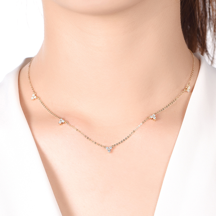Three Stone Diamond Necklace
