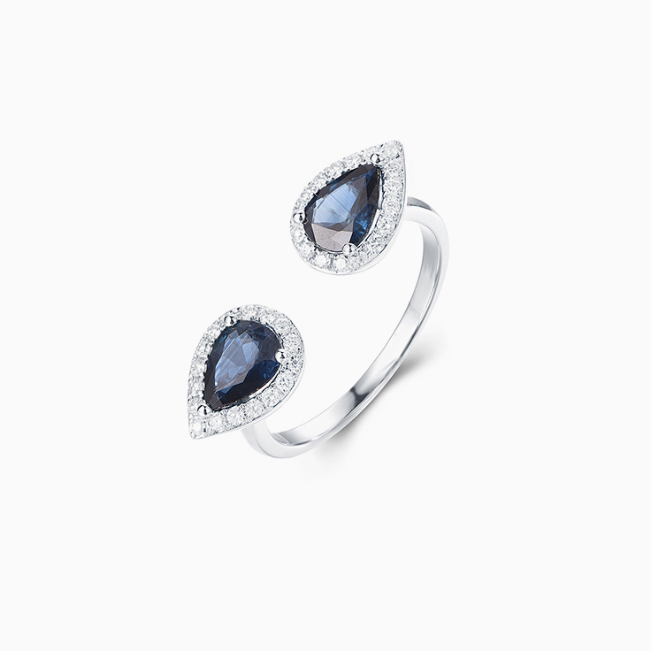 Pear Sapphire Cuff Rings