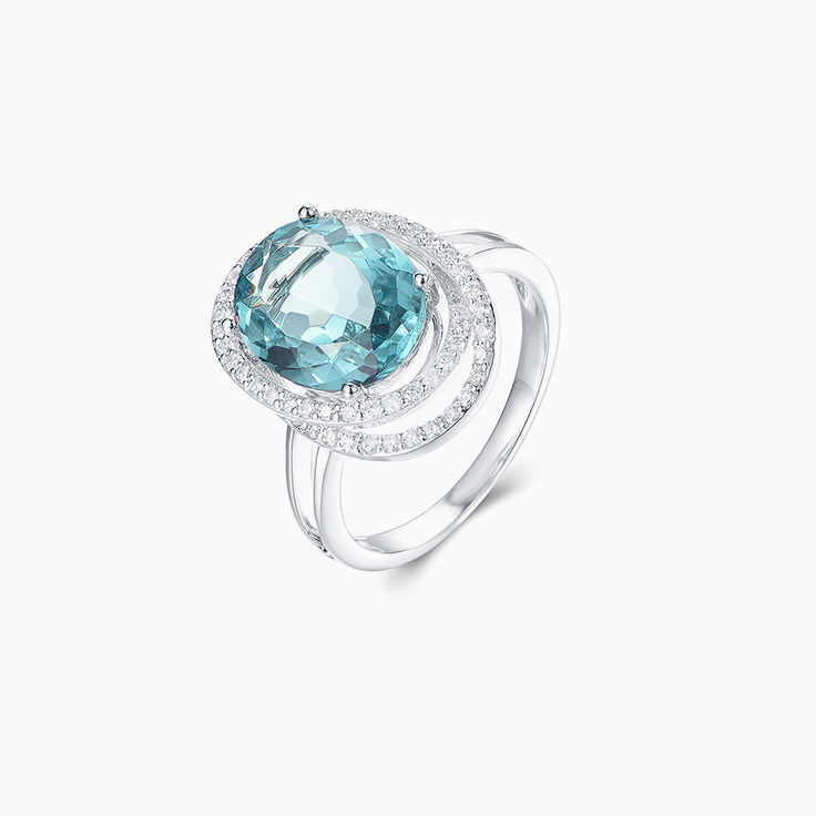 Blue topaz and diamond ring
