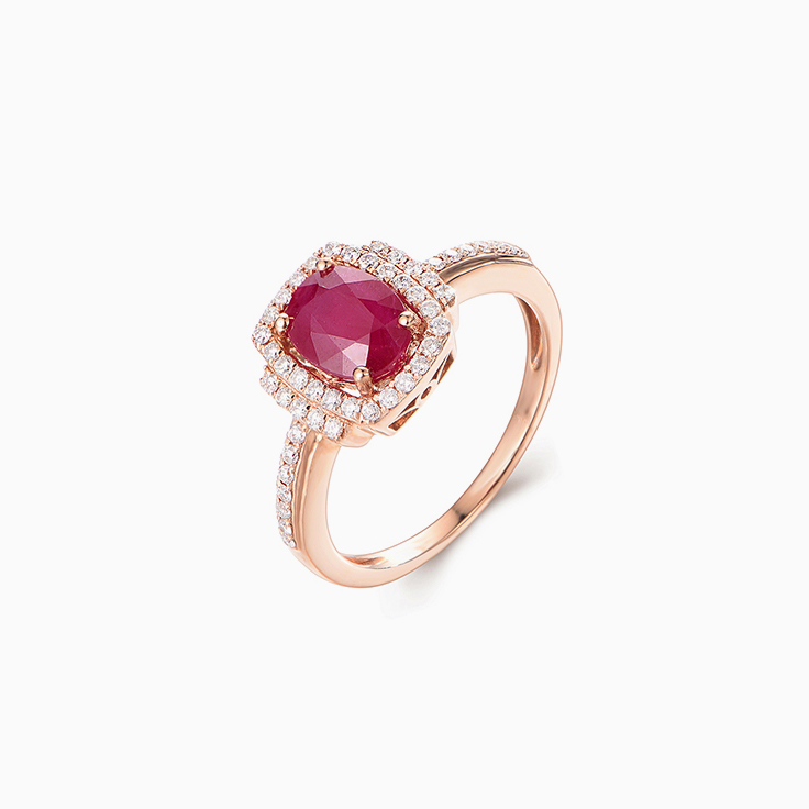 Oval Ruby with Cushion halo