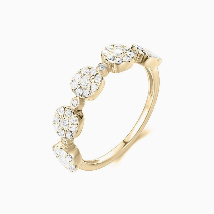 Five Circle cushion Cluster Diamond Ring