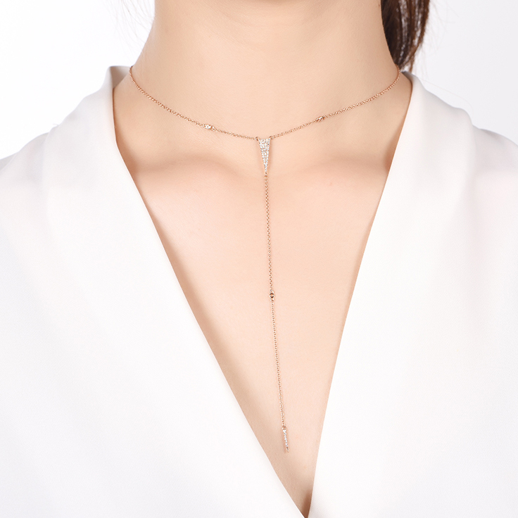 Triangle Diamond Lariat Necklace