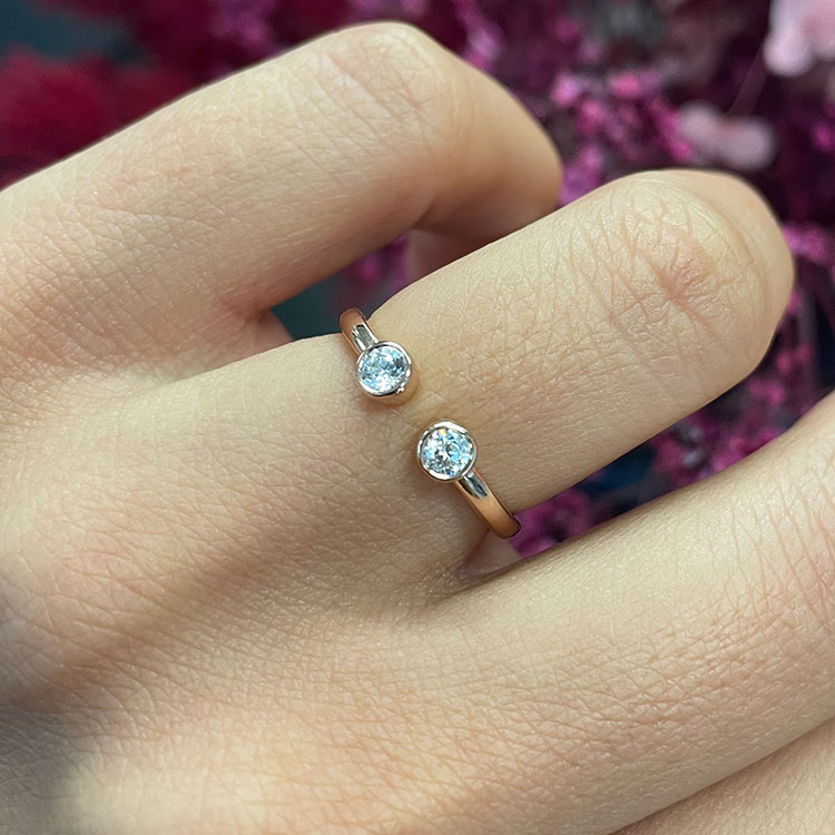 Bezel Set Diamond Cuff ring