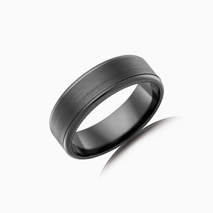 Full Black Zirconium wedding ring F3511