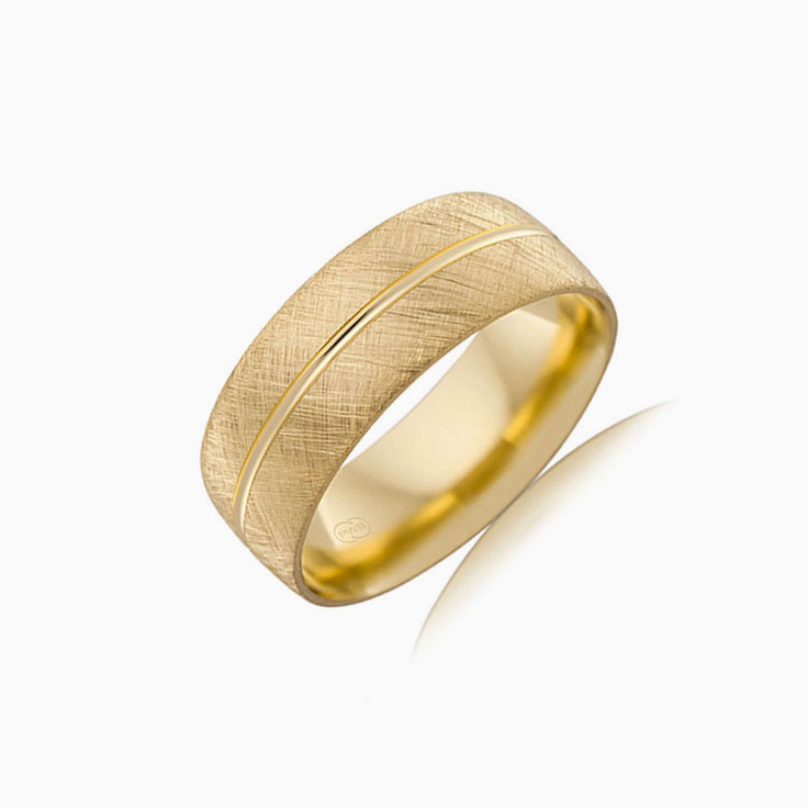 Centre grooved mens ring B2624