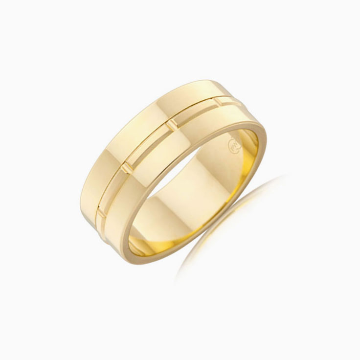 Centre Grooved Mens Ring J3449