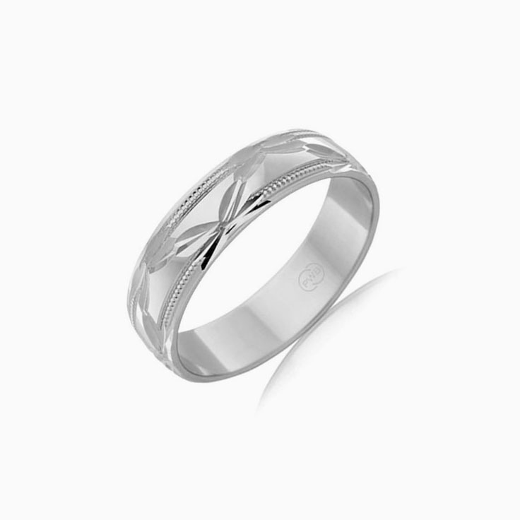 Carved mens wedding band HR1408
