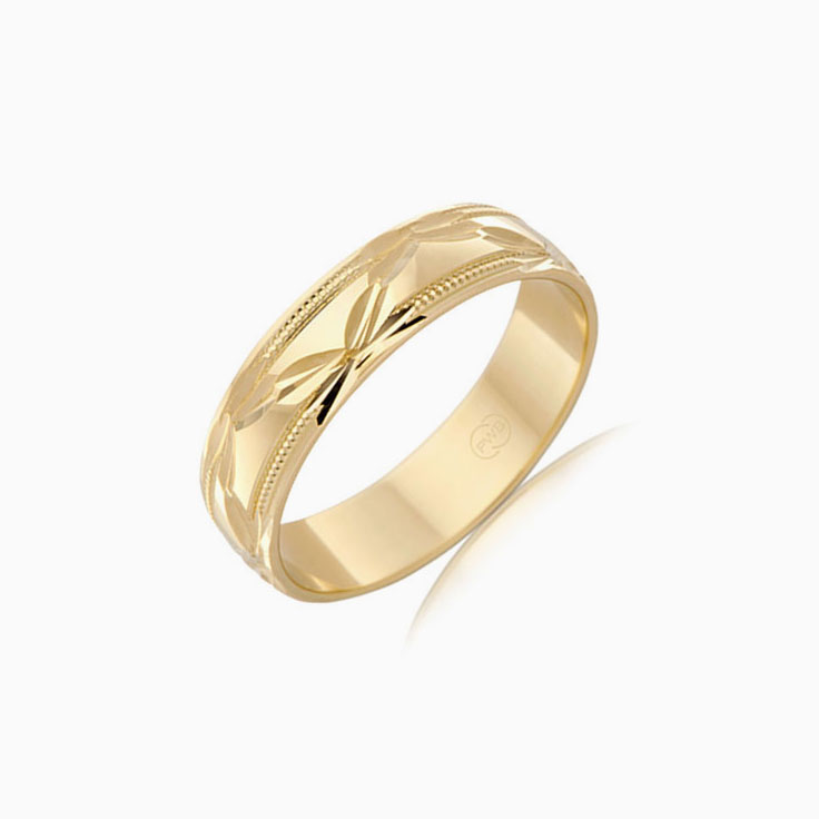 Carved mens wedding band HR1408