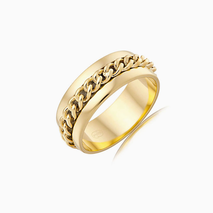 Centre Patterned Mens Ring J4035