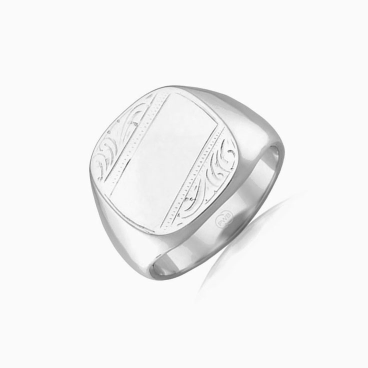 Hand Engraved Rectangle signet ring