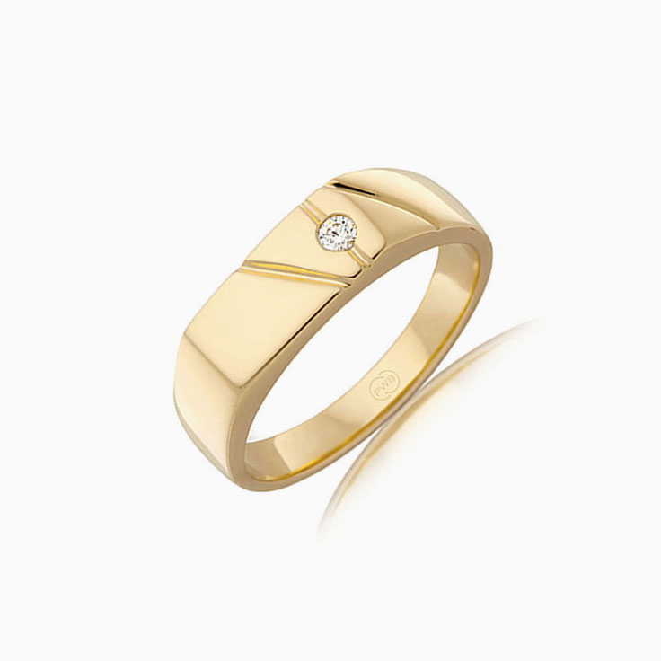 Rectangle Diamond Signet Ring