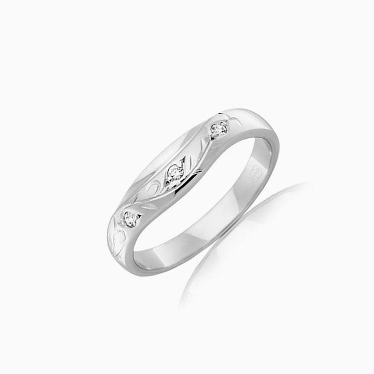 Carved Lab Diamond Wedding Band