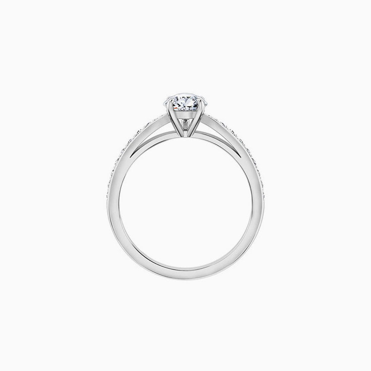 Pear cut diamond engagement ring on a diamond band