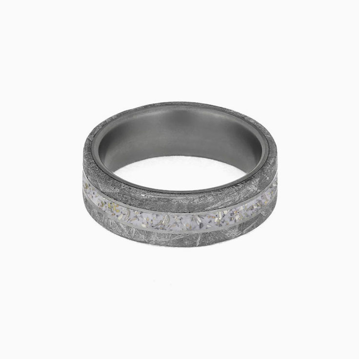 White Stardust Meteorite in Titanium