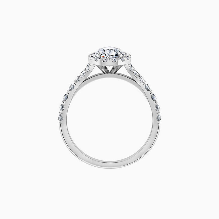 Pear Cut Diamond With Halo And Spilt Diamond Band
