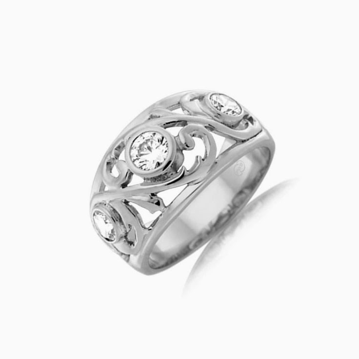 Three stone drop set ring J1998