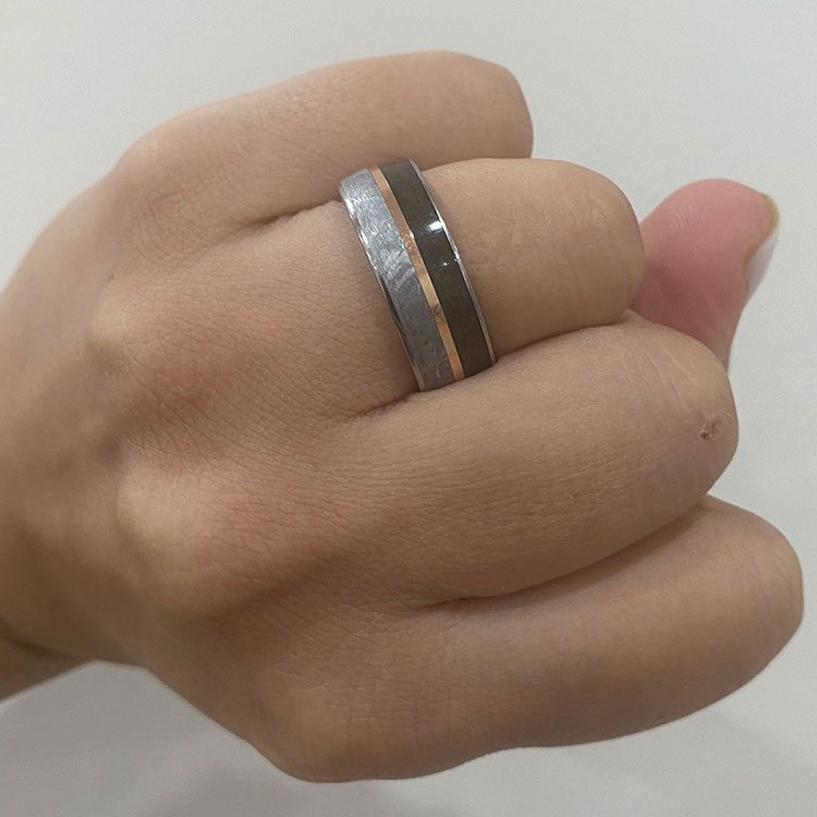 Dino with meteorite gold ring
