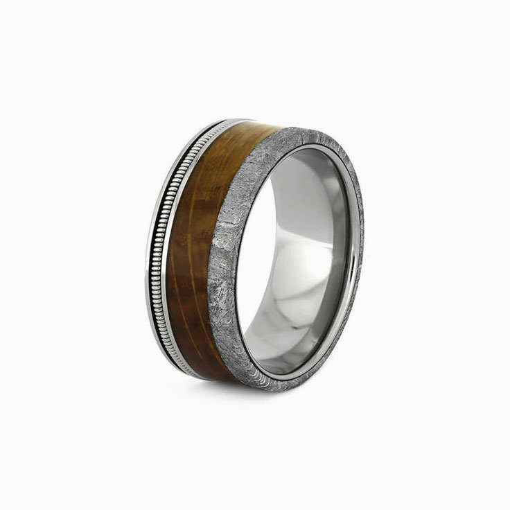Meteorite with whisky barrel and string