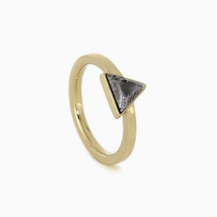 triangle cut meteorite ring