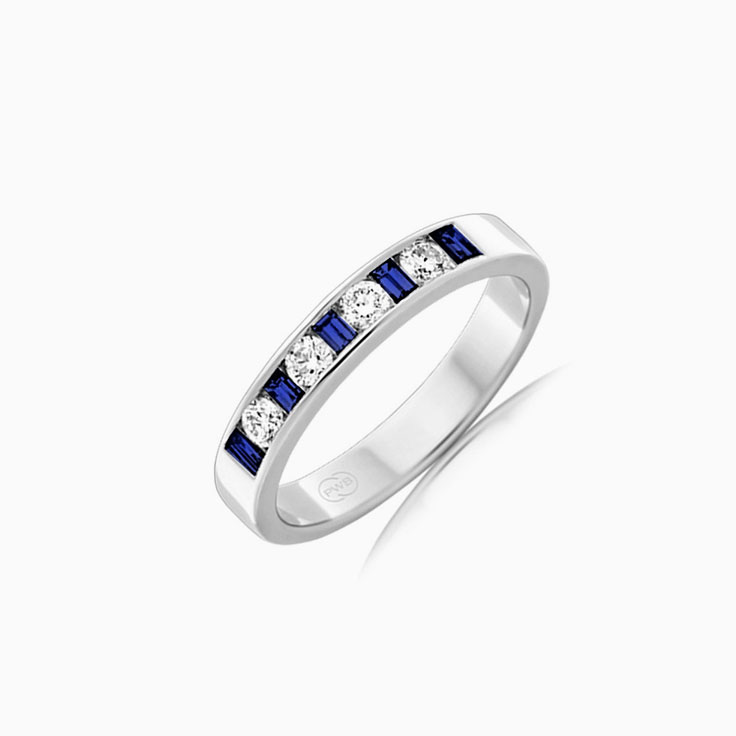 sapphire and diamond channel set