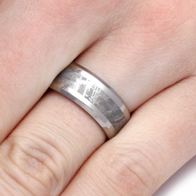 Gibeon Meteorite Wedding Band With Beveled Edges