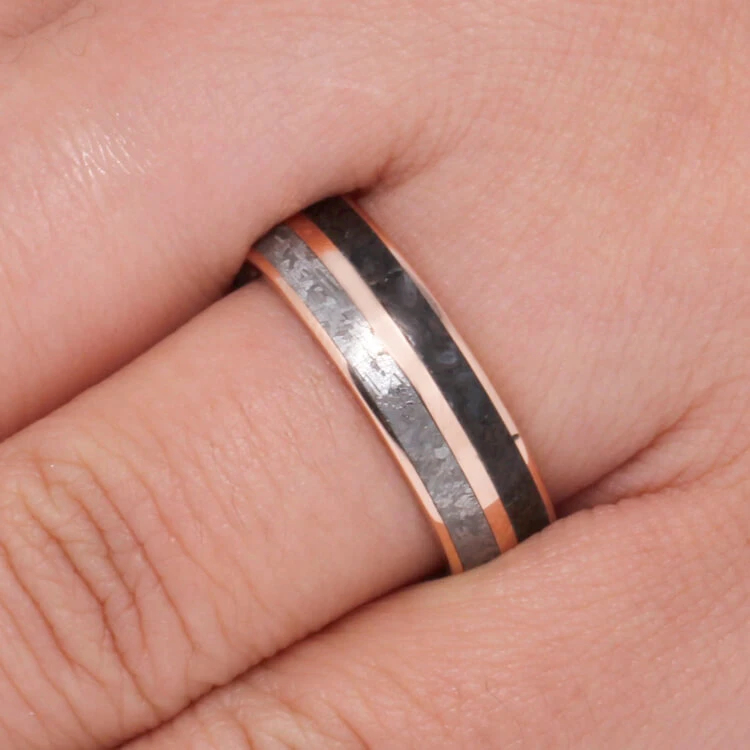 Dinosaur Bone Meteorite Wedding Band