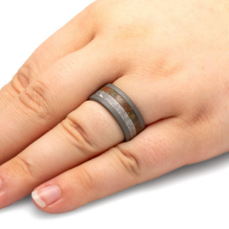 Dinosaur Ring With Sandblasted Titanium