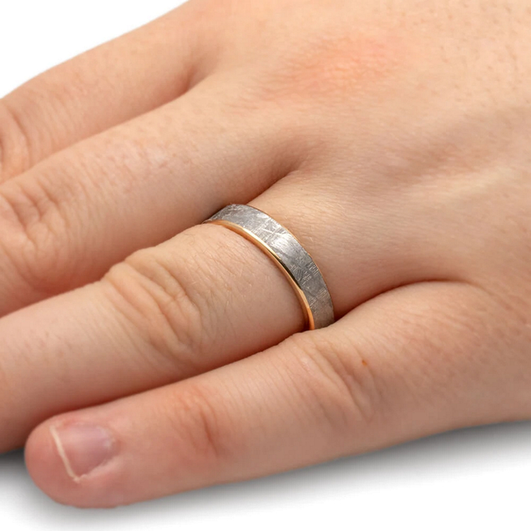 Gold Meteorite Wedding Band