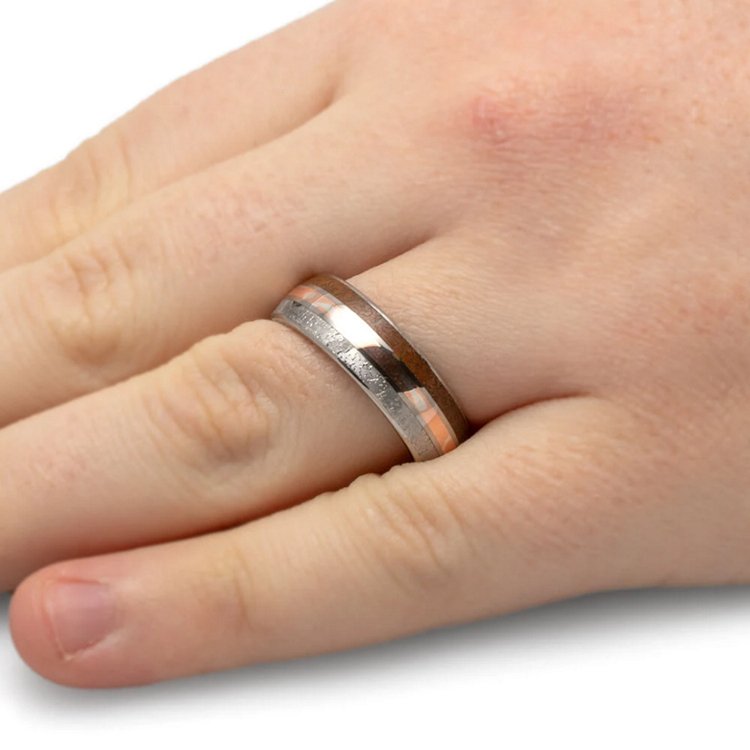 Mokume Gane Ring With Meteorite Dinosaur Bone
