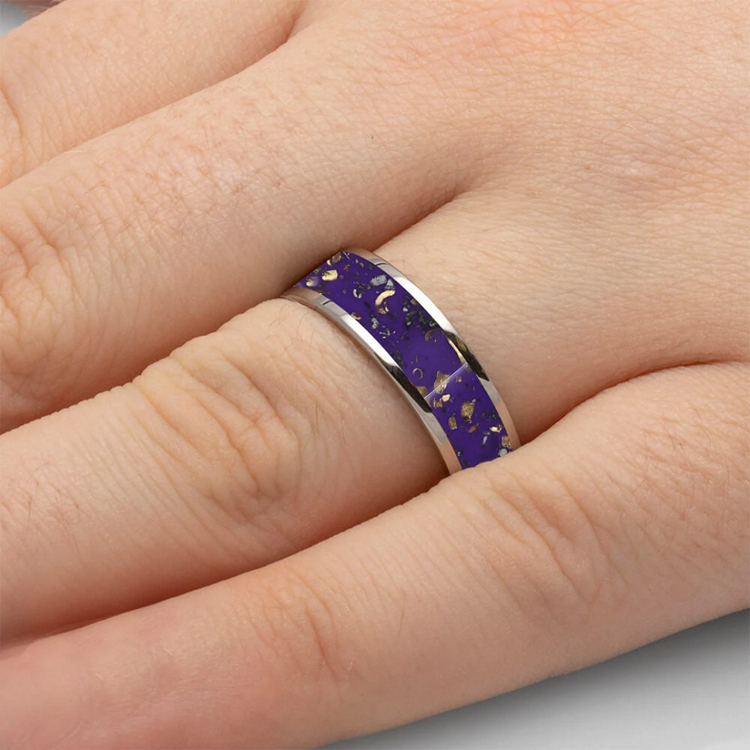 Purple Stardust Titanium Mens Wedding Band